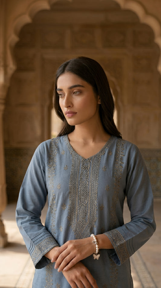 2 Piece -  Embroidered Lawn  - Eid Collection + 🎁Free Matching Bracelet